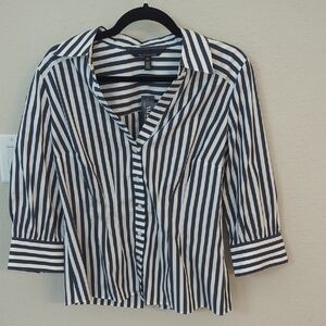 White House Black Market Striped Button Down Shirt